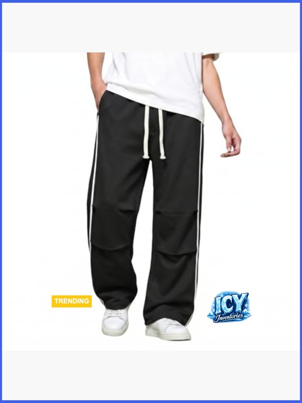 Baggy Sweatpants Wide Leg Track Pants Open Bottom Loose Fit Streetwear - Picture 2 of 7